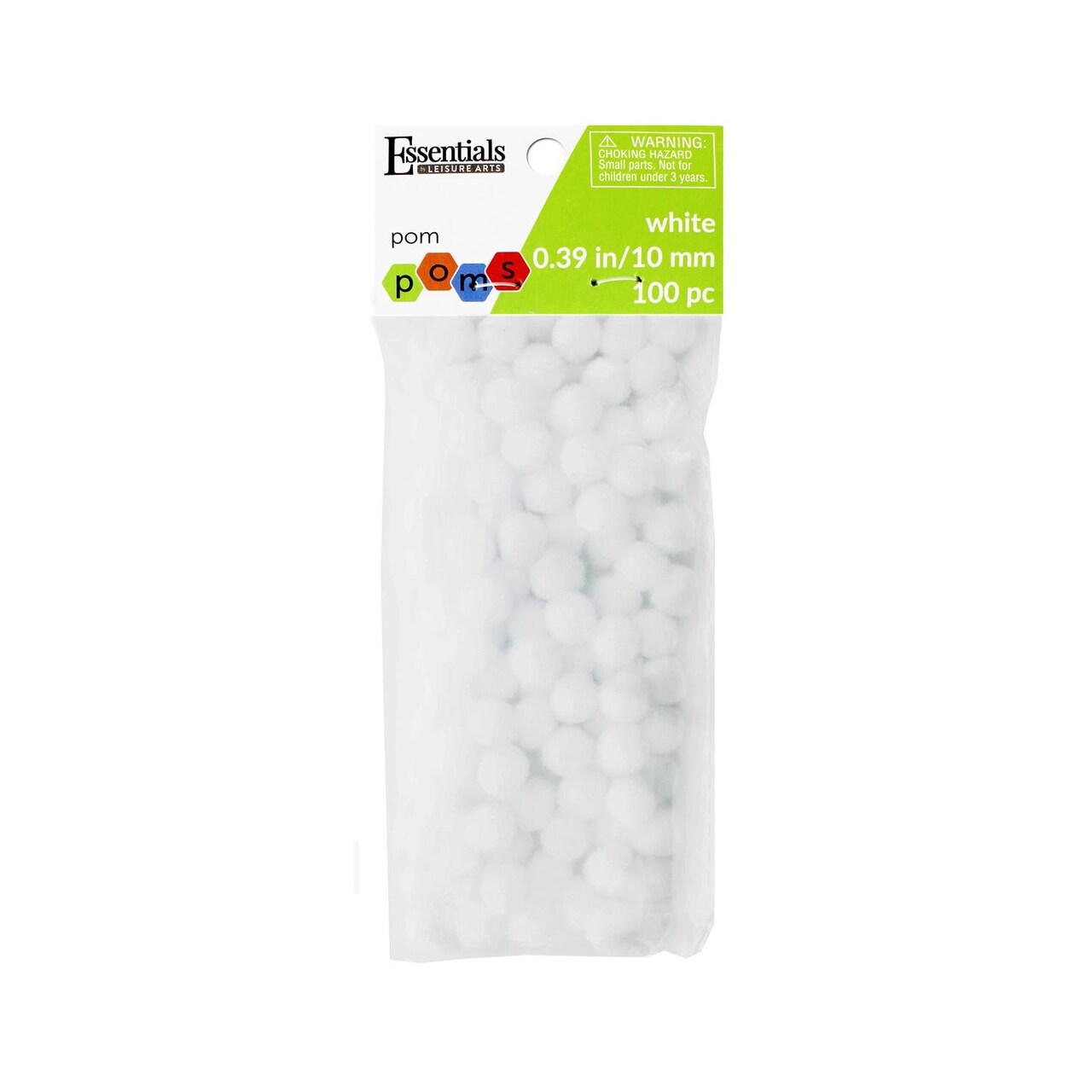 Essentials By Leisure Arts Pom Poms - White -10Mm - 100 Piece Pom Poms Arts And Crafts Colored Pompoms For Crafts Craft Puff Balls For Crafts